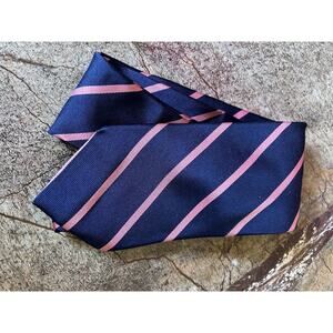 Brooks Brothers Men's Navy Blue Pink Stripe Silk Tie